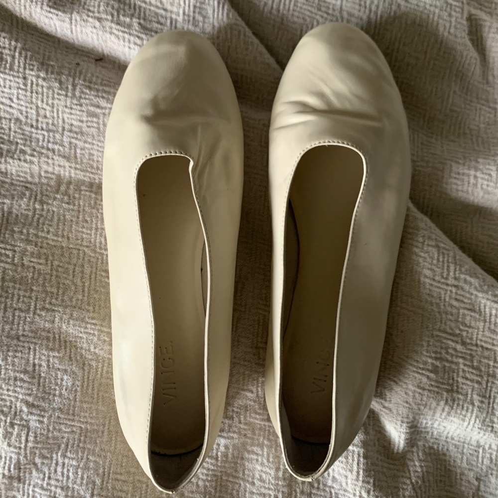 Vince cream leather flats